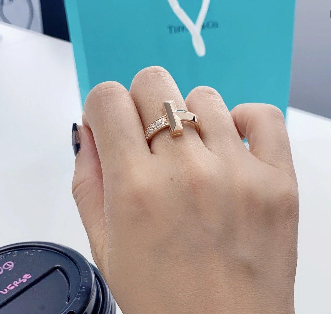 Tiffany T1 Moissanite Ring - 4.5 mm Width - 18K Gold